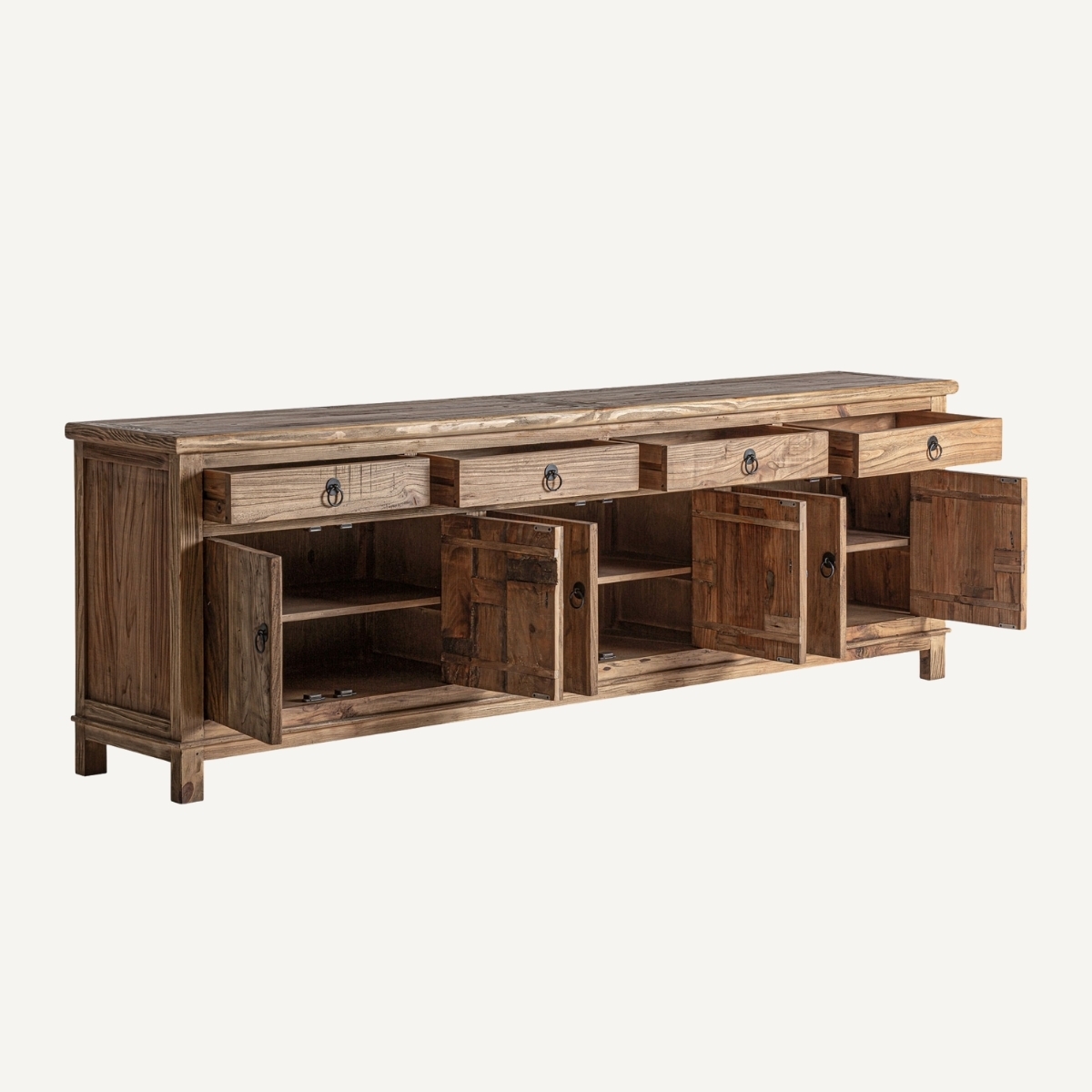 long buffet salle a manger rustique champetre en bois massif 250 cm
