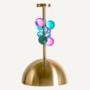 Lustre en métal doré et boules en verre colorées MELINA