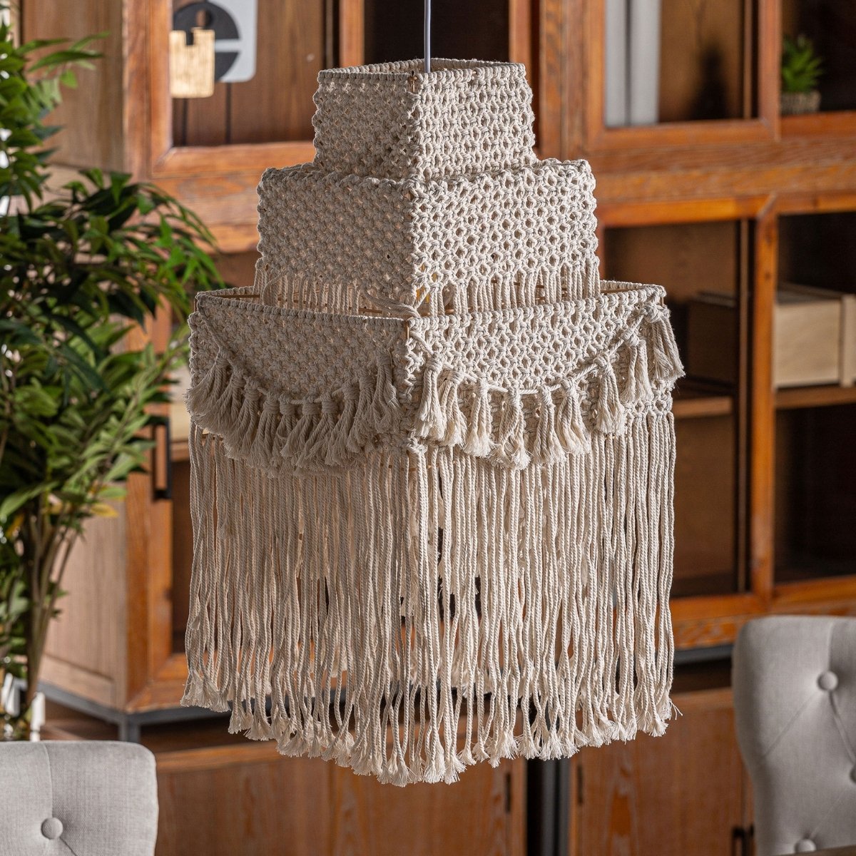 lustre en coton blanc casse style boheme