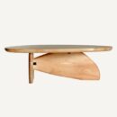 table basse ovale en bois d'acacia