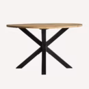 table de repas ronde industrielle en bois de manguier