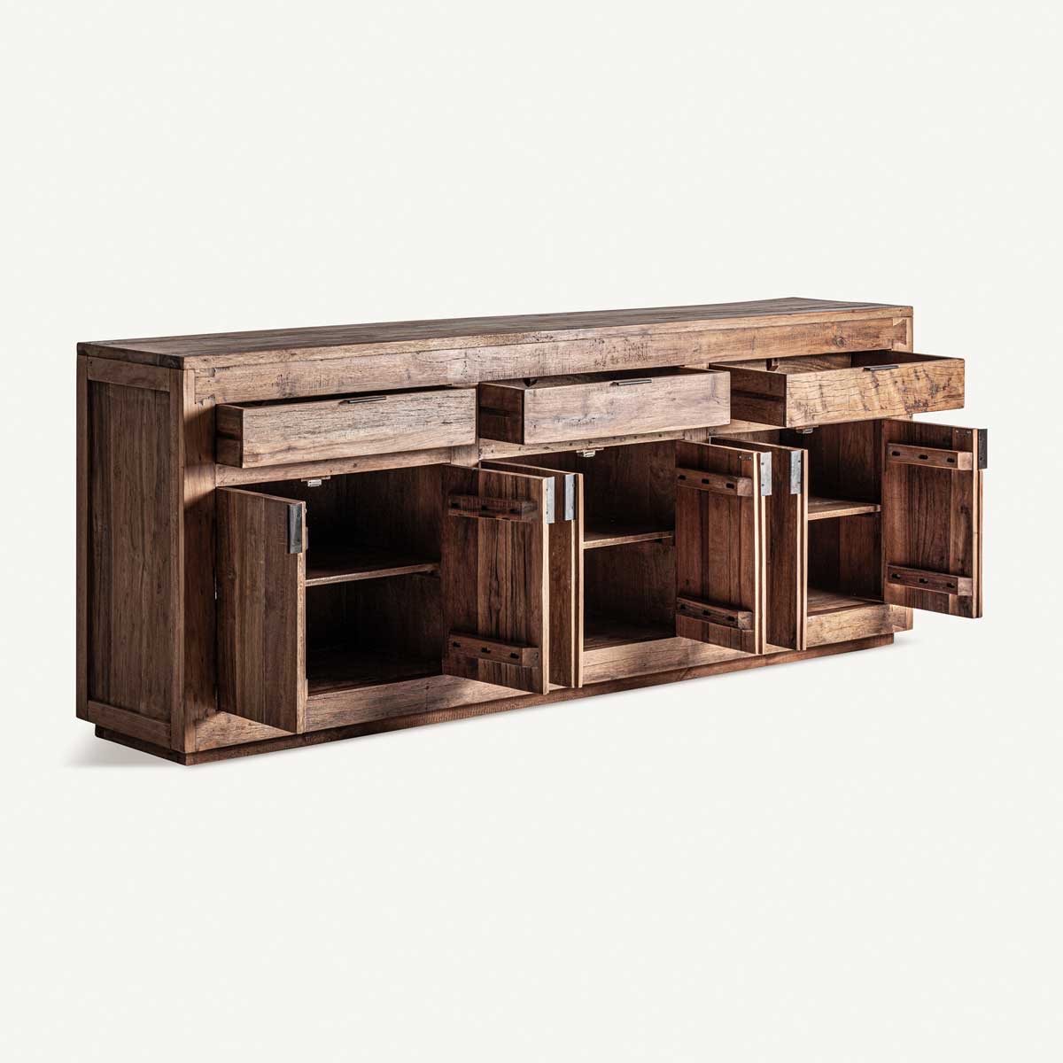 Buffet 224 cm en bois rustique recyclé marron