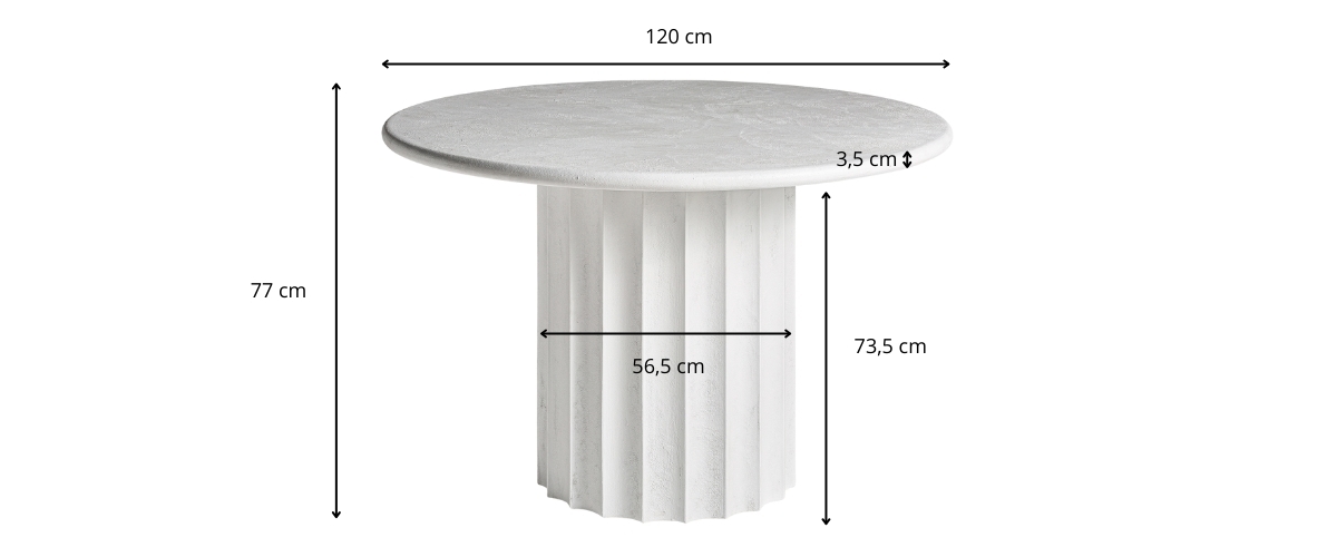 Dimensions de la table à manger ronde blanche