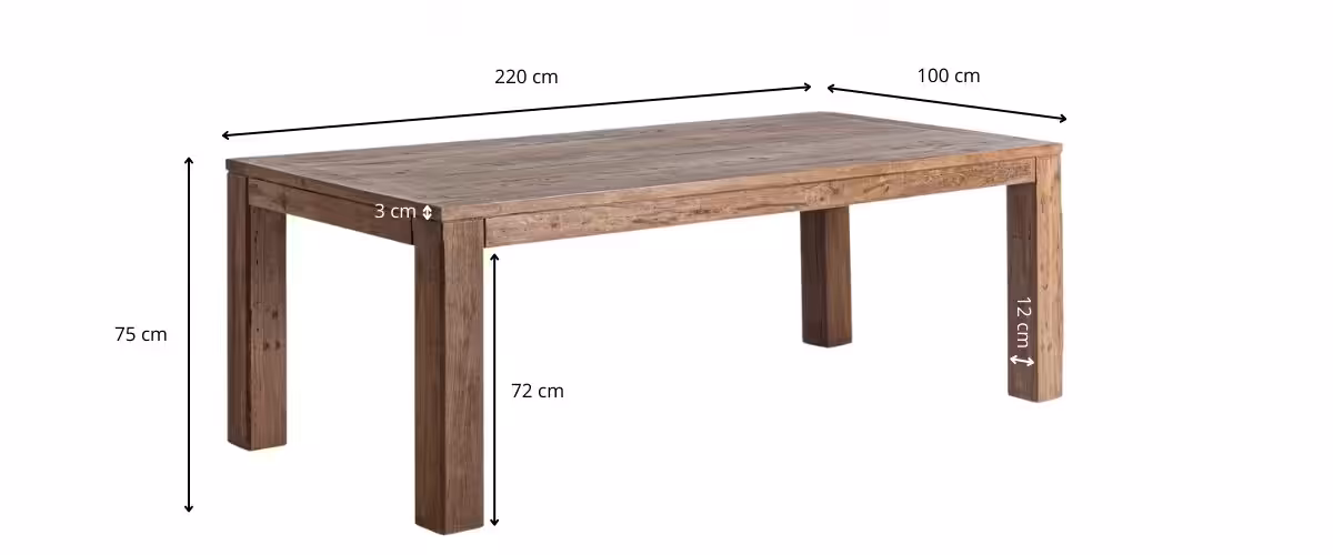 Dimensions de la table de repas rectangulaire