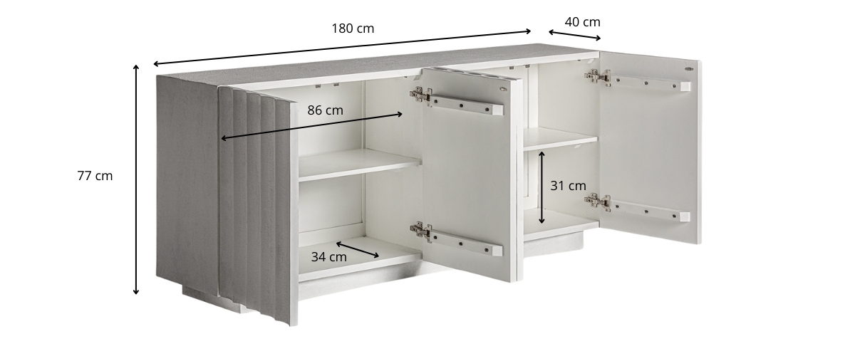 Dimensions du buffet blanc de 180 cm