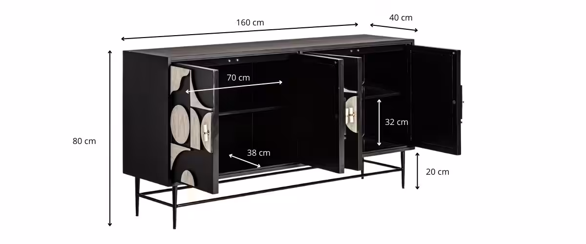 Dimensions du buffet en bois mdf peint noir