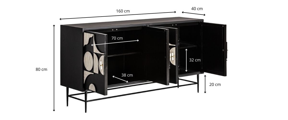 Dimensions du buffet en bois mdf peint noir