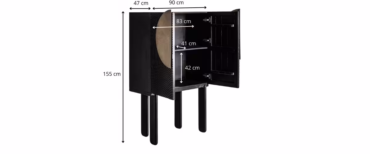 Dimensions du buffet haut en bois de chêne massif