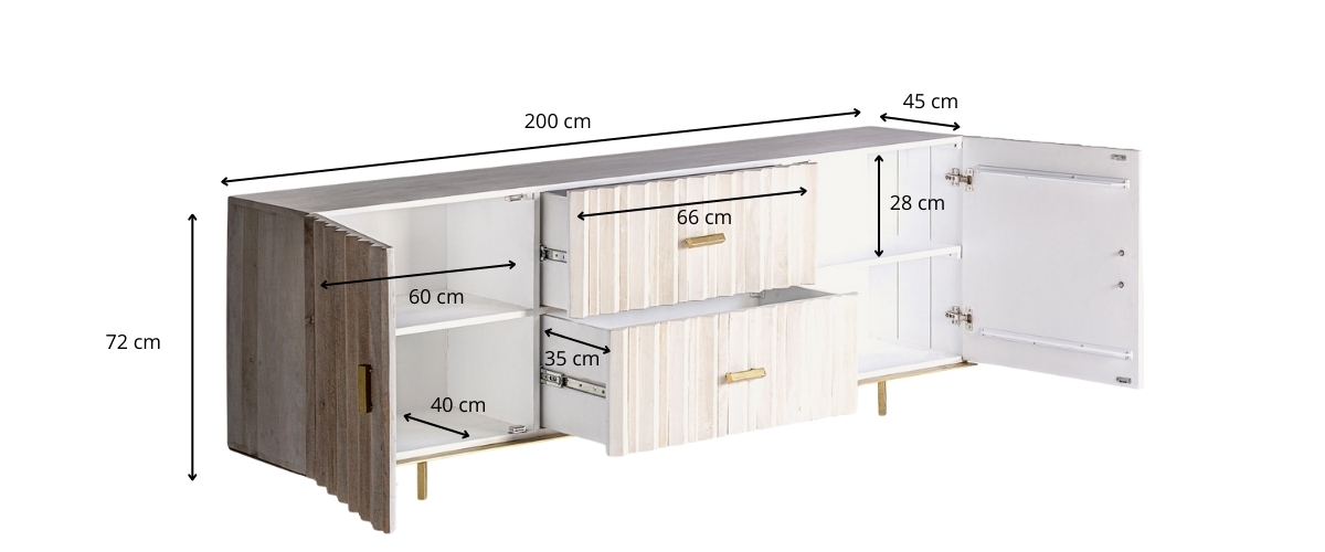 Dimensions du meuble tv en bois beige