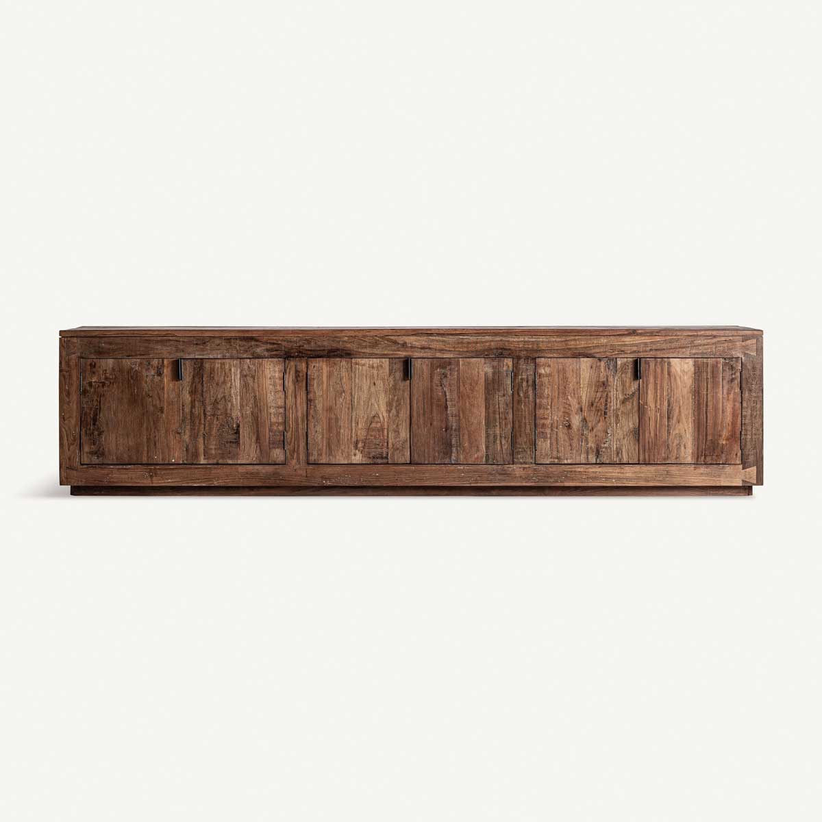 Meuble tv 250 cm en bois recyclé marron 6 portes