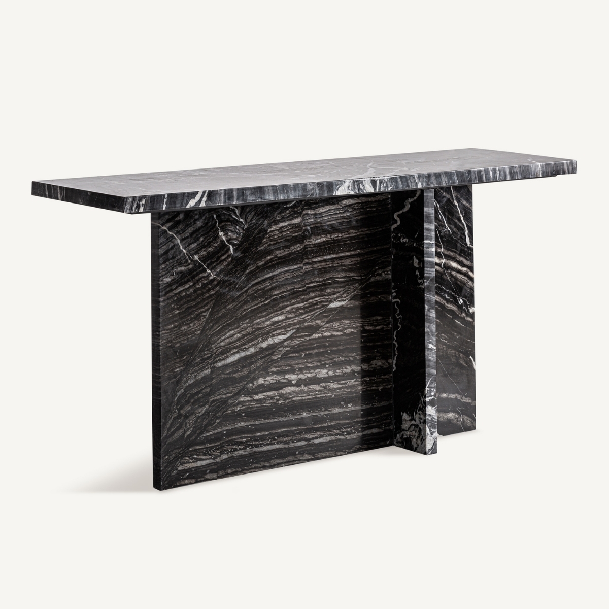 table console design en marbre noir 160 cm