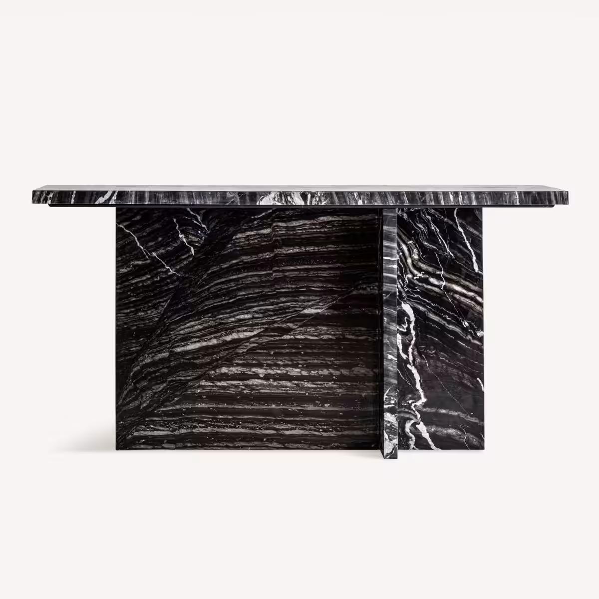 console haut de gamme en marbre noir veiné 160 cm