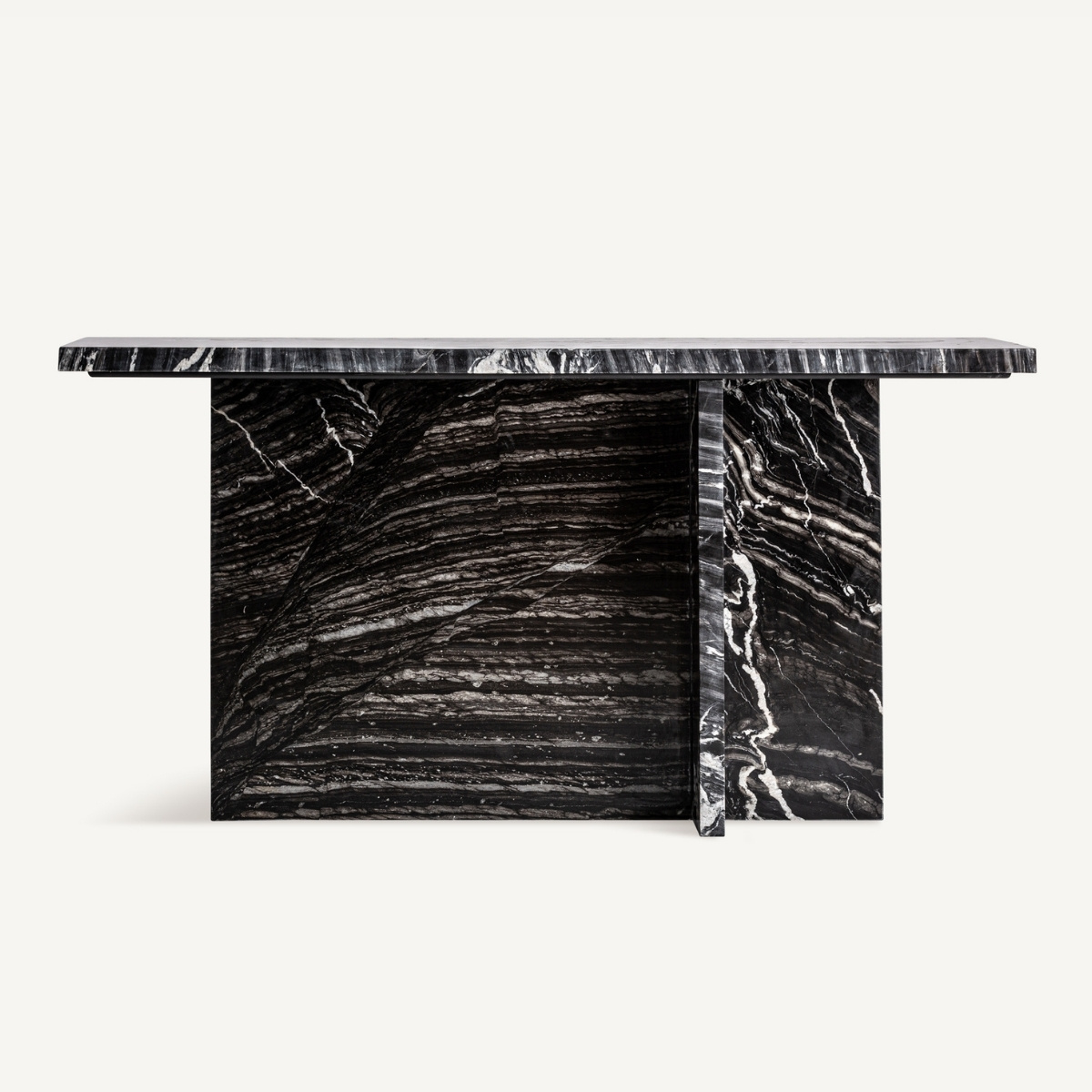 console haut de gamme en marbre noir veiné 160 cm