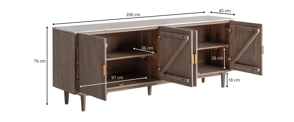 dimensions buffet manguier et marbre