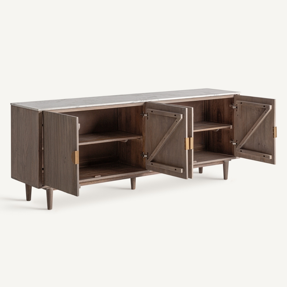 buffet design 4 portes bois et marbre