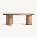 table basse ronde placage bois clair