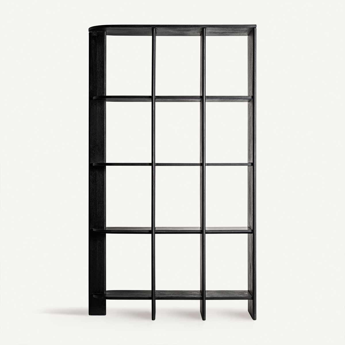 Bibliothèque étagère en bois de manguier et marbre noir 210 cm