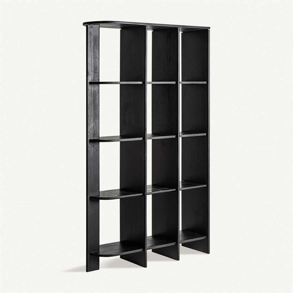 Bibliothèque étagère en bois de manguier et marbre noir 210 cm