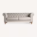 Canapé Chesterfield 3 places en lin gris
