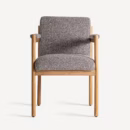 Chaise de salle à manger en tissu bouclé gris et bois naturel