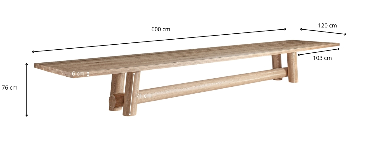 Dimensions de la table à manger de 6m