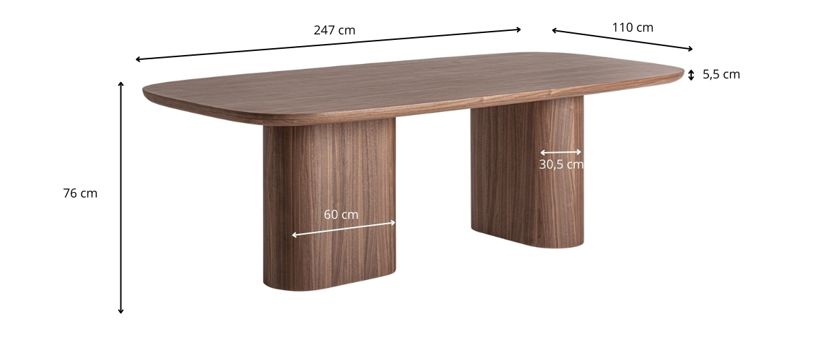 Dimensions de la table en bois de salle à manger
