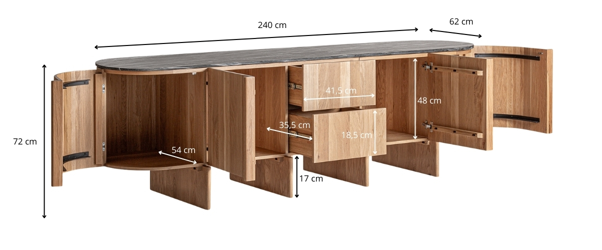 Dimensions du buffet en chêne