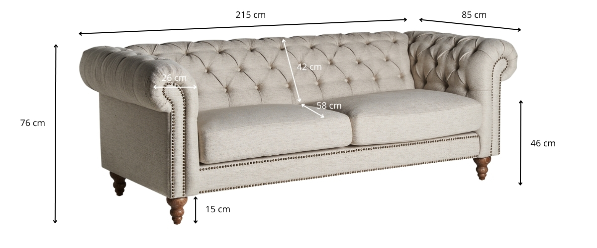 Dimensions du canapé chesterfield gris