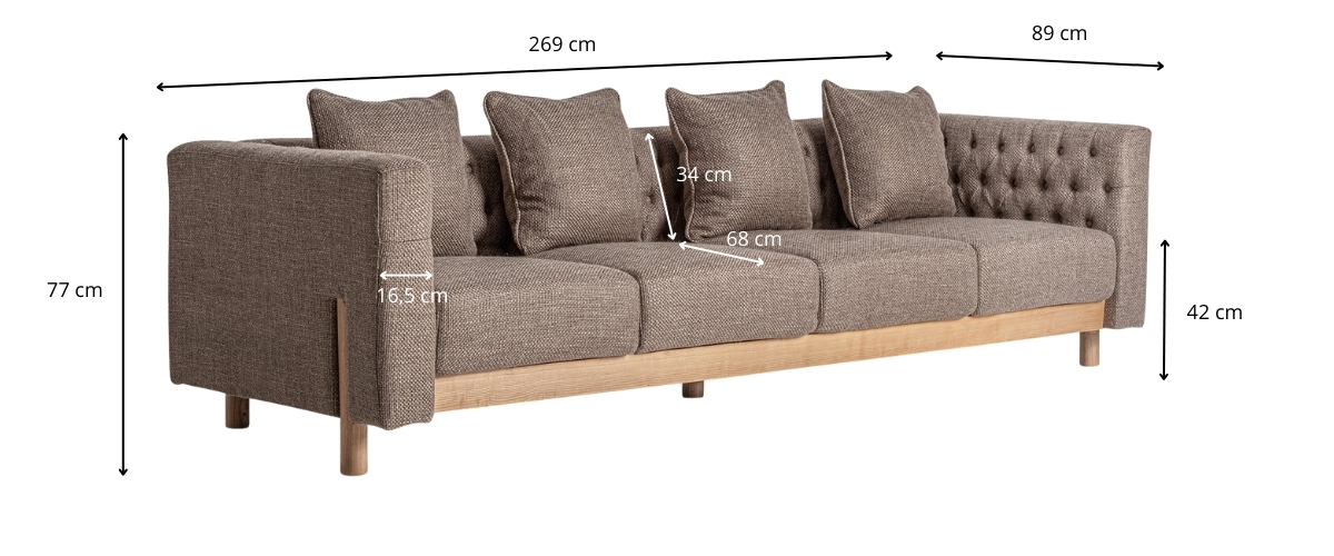 Dimensions du canapé beige marbré