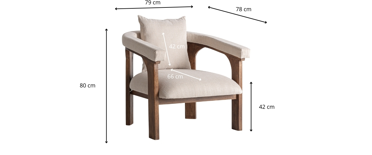 Dimensions du fauteuil confort en tissu beige