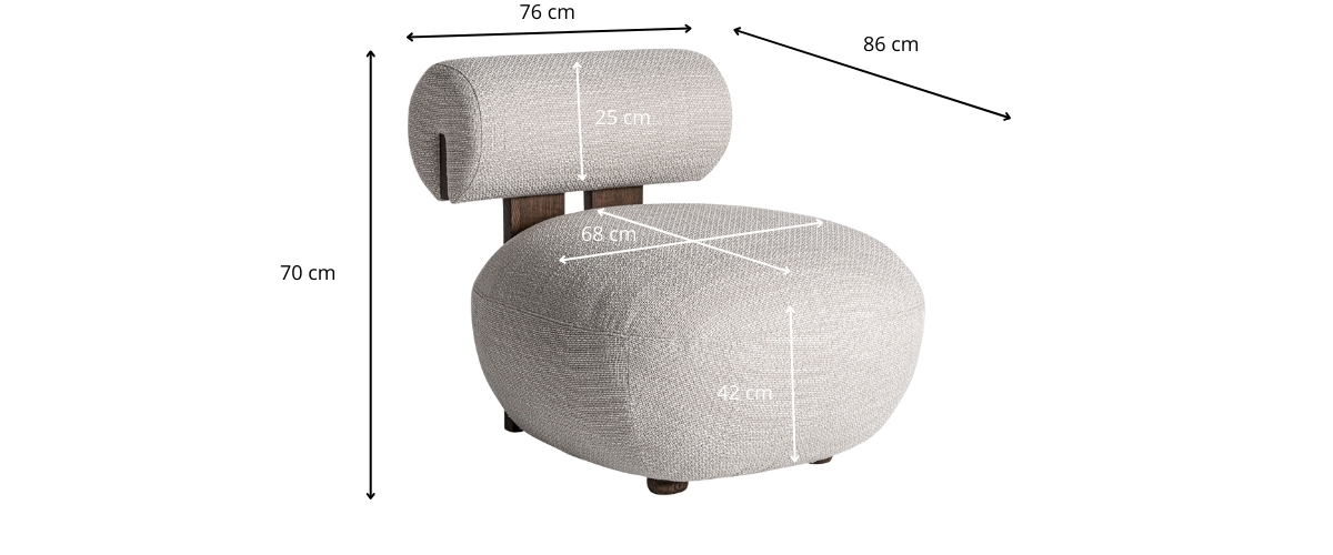 Dimensions du fauteuil design en tissu