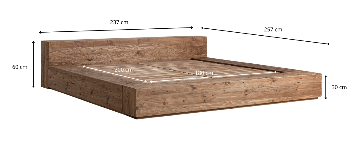 Dimensions du lit double bois massif