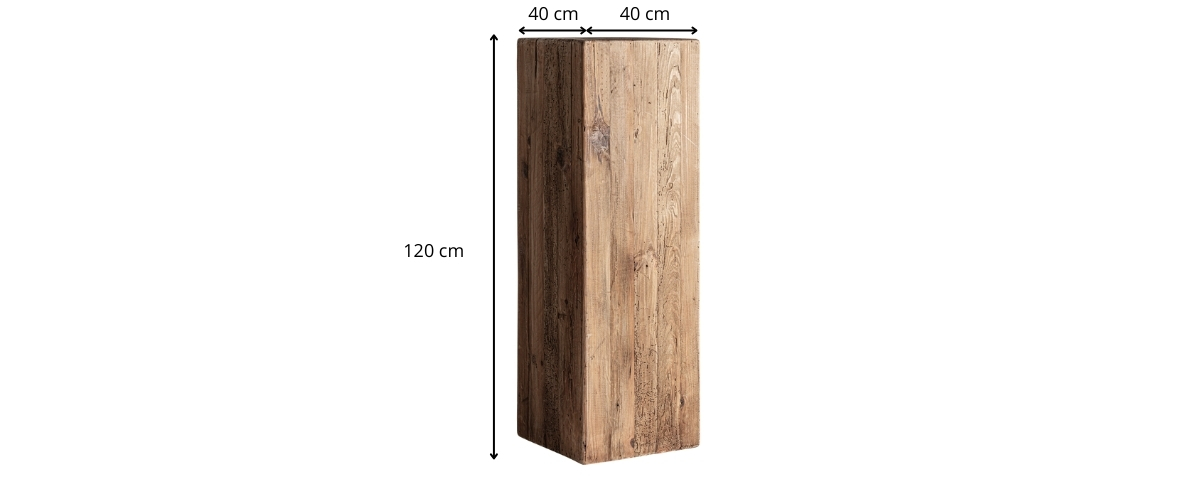 Dimensions du piédestal en bois massif recyclé