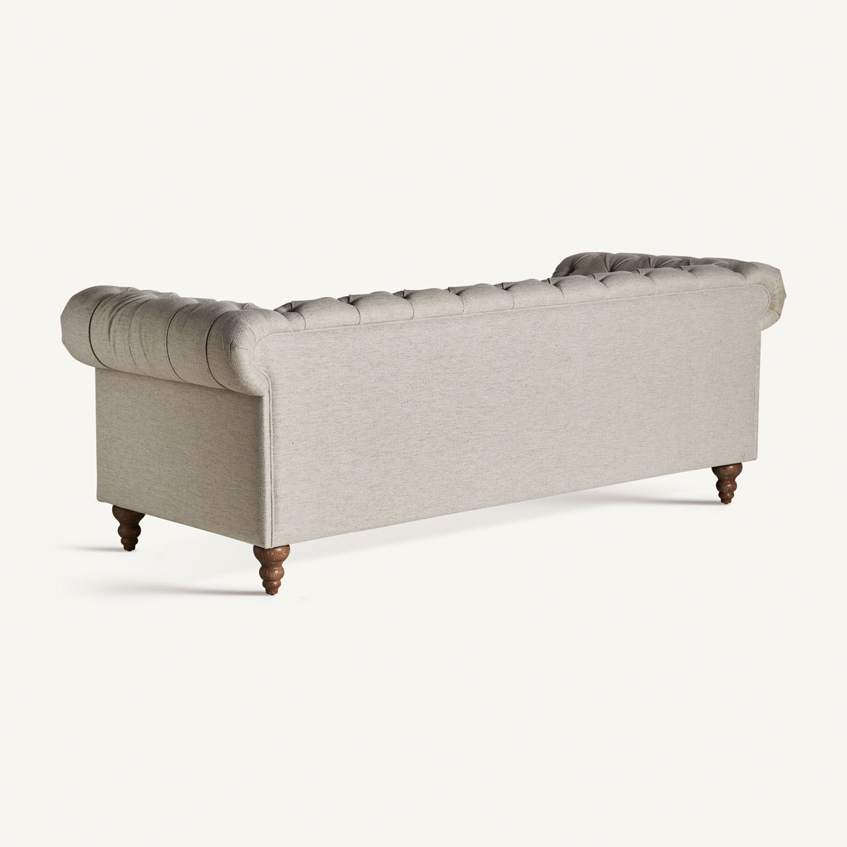 Canapé Chesterfield 3 places en lin gris