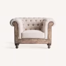 Fauteuil Chesterfield tissu beige
