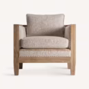 Fauteuil de salon en jute et lin beige structure en bois de bouleau