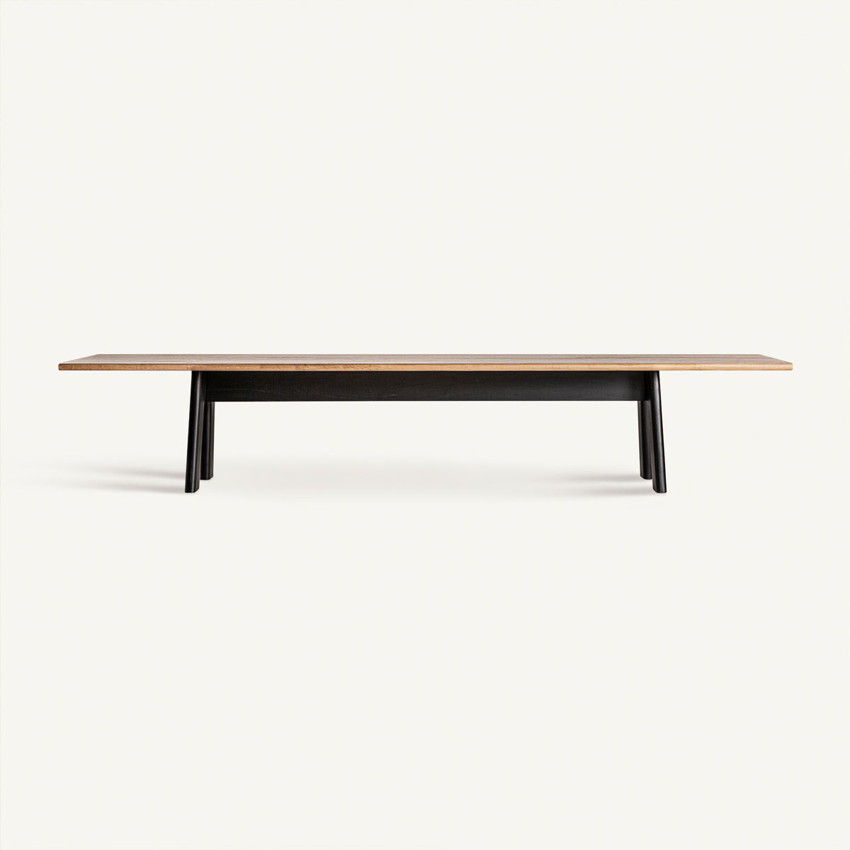 Grande table de 400 cm en bois de chêne clair et bois de manguier noir