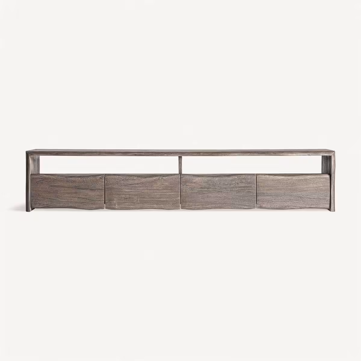 Meuble TV 4 tiroirs 230 cm en bois d'acacia marron grisé