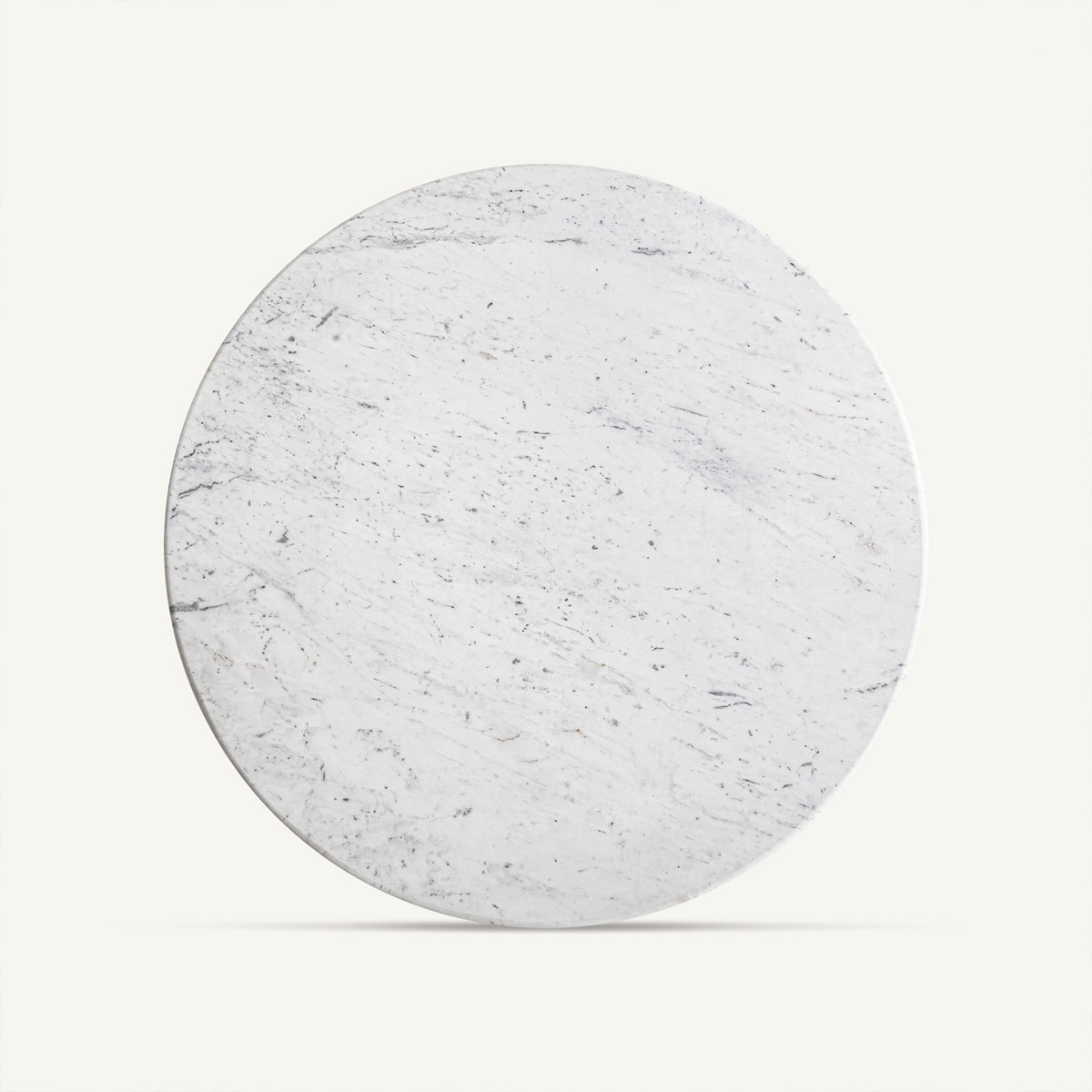 Table ronde marbre blanc 120 cm et bois de manguier strié