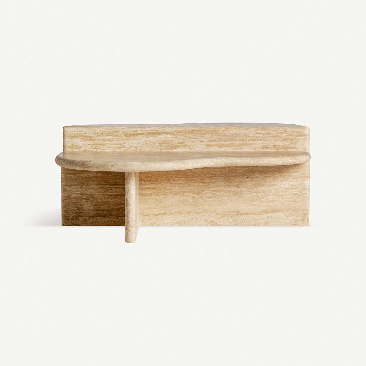 Table basse organique en travertin naturel 100 cm