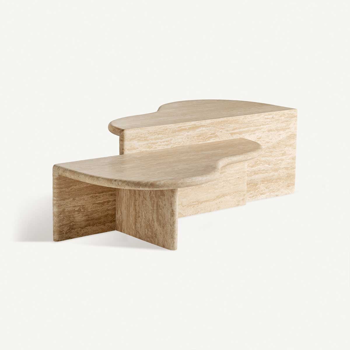 Table basse organique en travertin naturel 100 cm