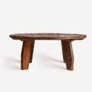 Table de salle à manger ronde en bois de manguier rustique 160 cm