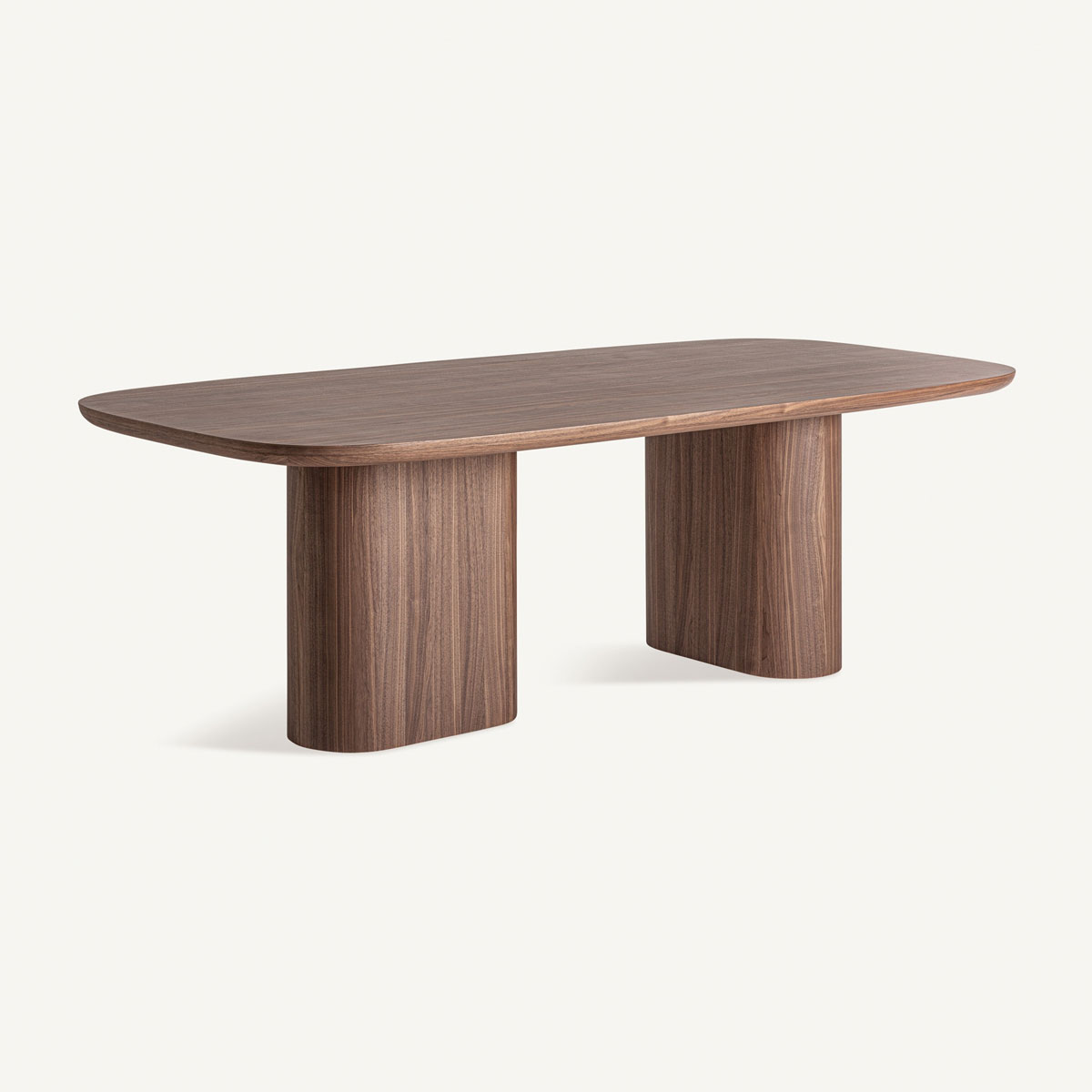 Table en bois de noyer 250 cm bords arrondis