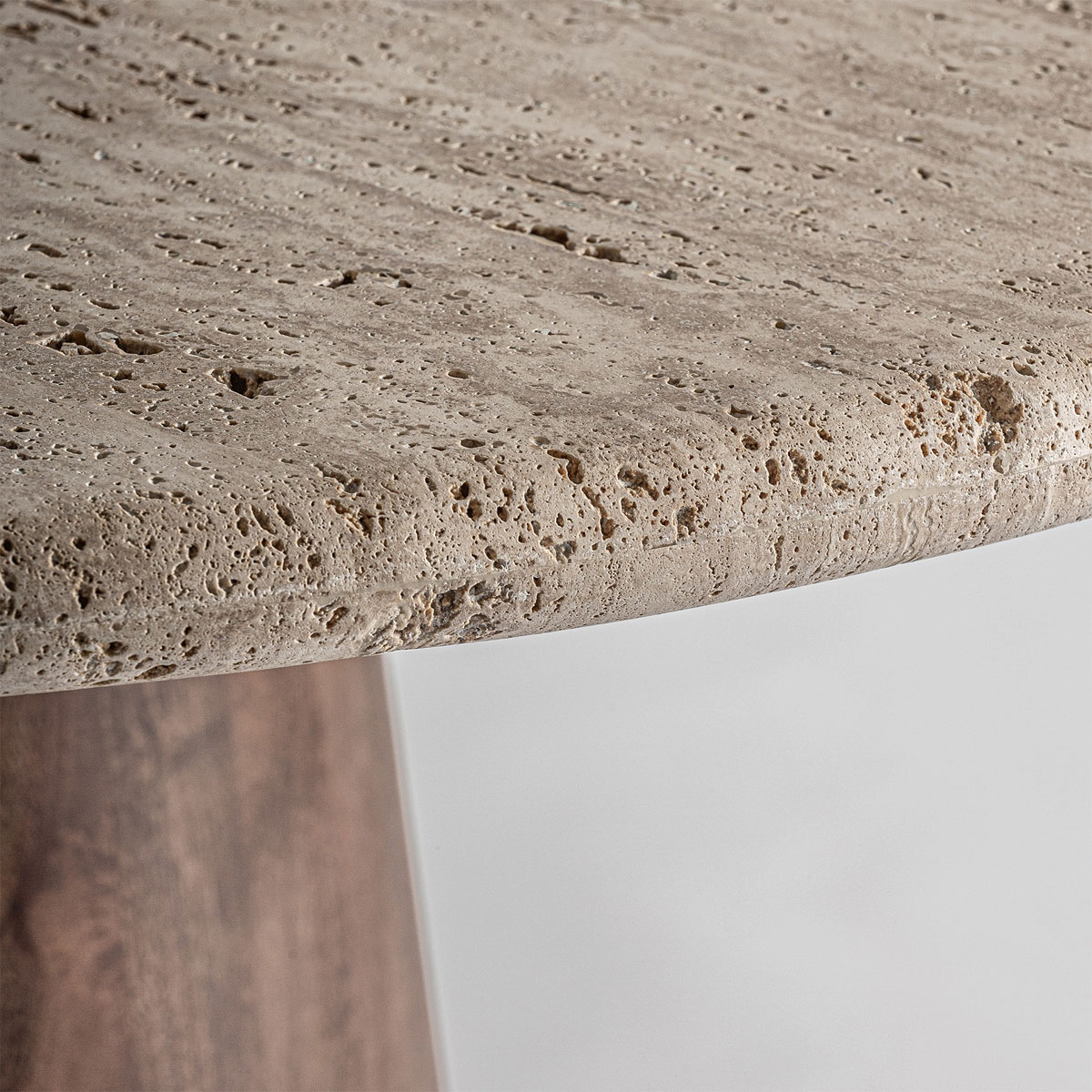 Table travertin et bois ronde de 130 cm JARN – Image 3