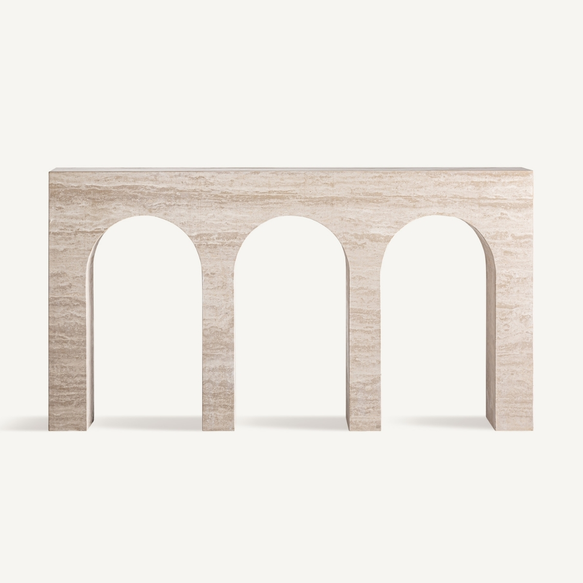 console contemporain en travertin beige 150 cm