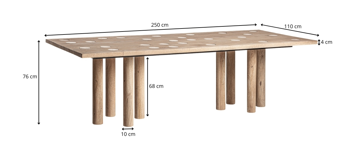 Dimensions de la table à manger en bois massif