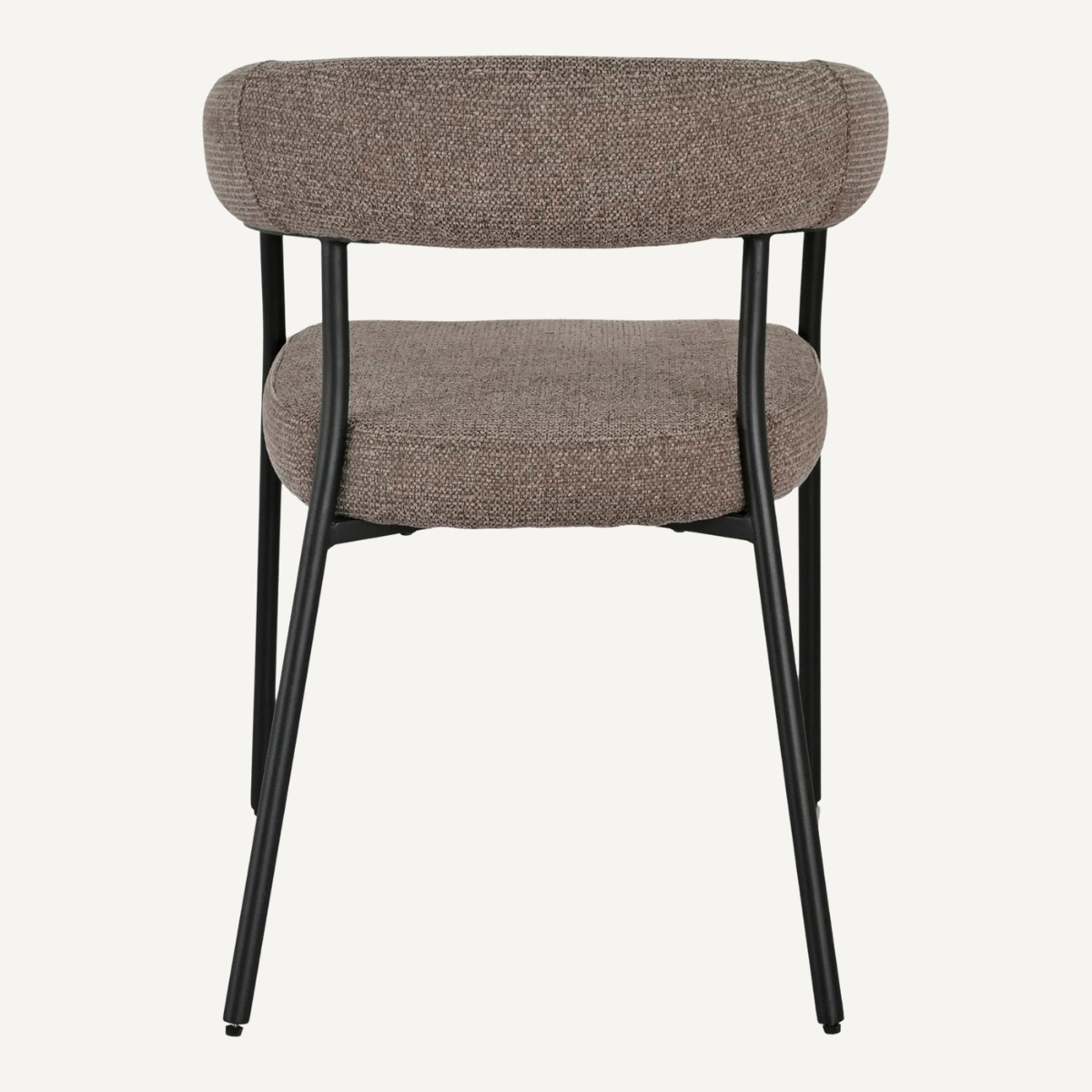 dos chaise en tissu marron et métal noir