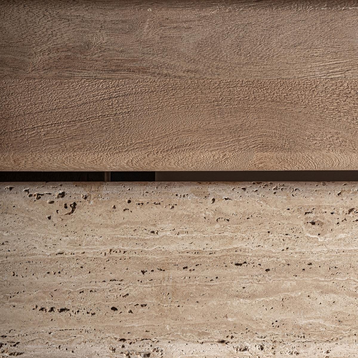 Table basse en manguier travertin et jute 140 cm JUNE – Image 4