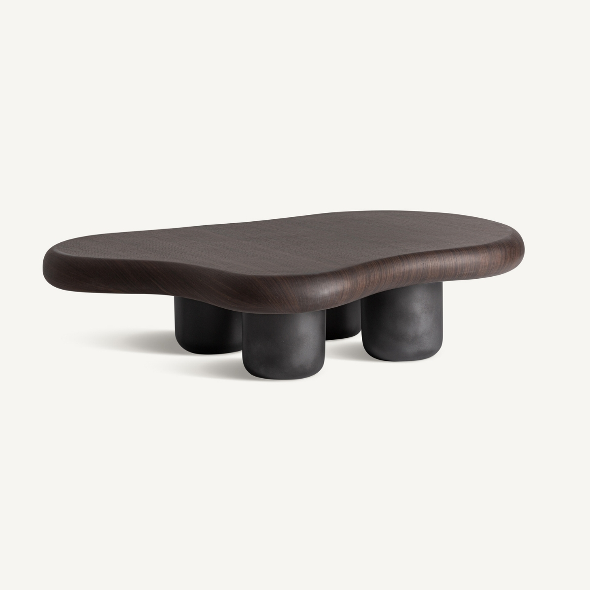 table basse haut de gamme en placage de chêne foncé