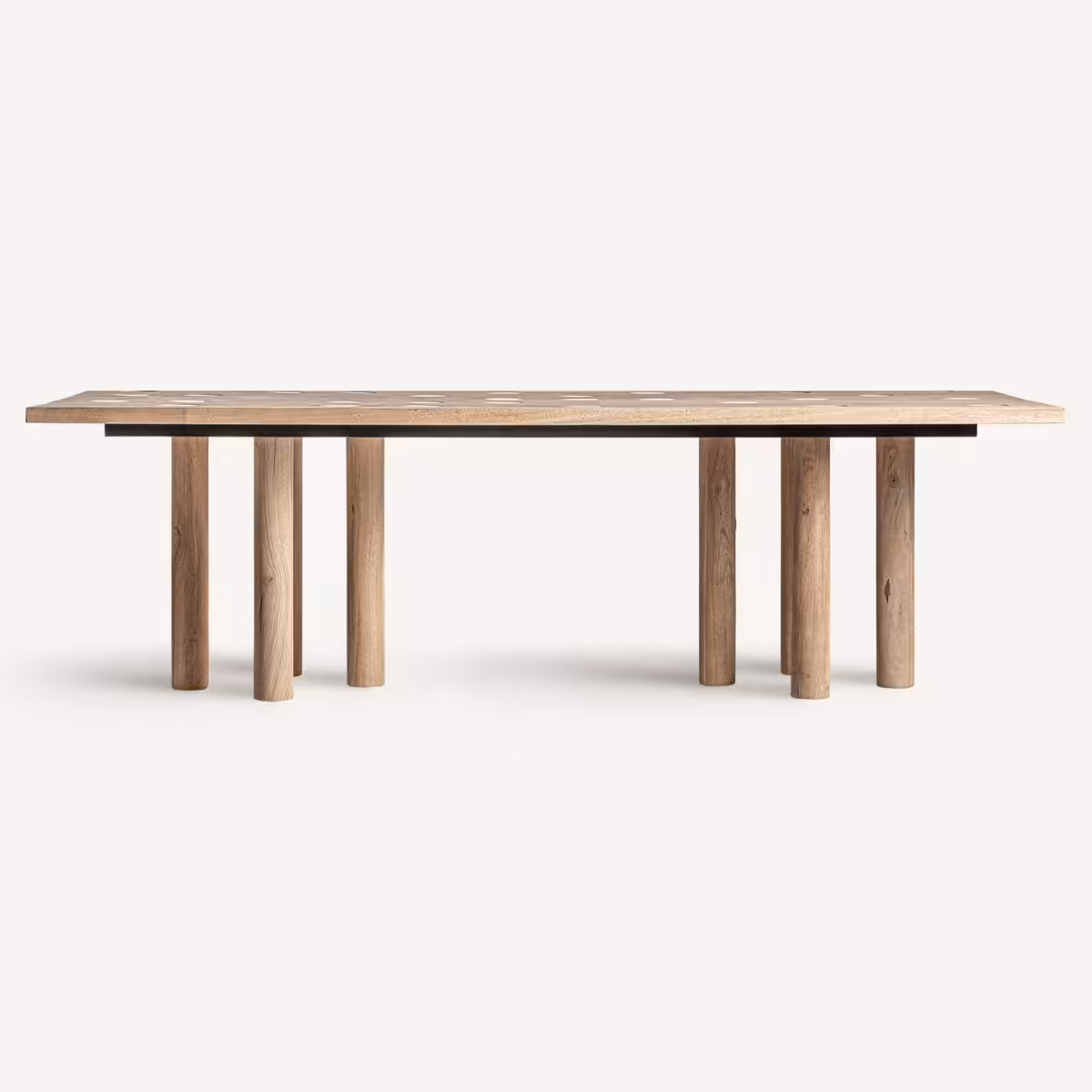 Table à manger 250 cm en bois massif et travertin naturel